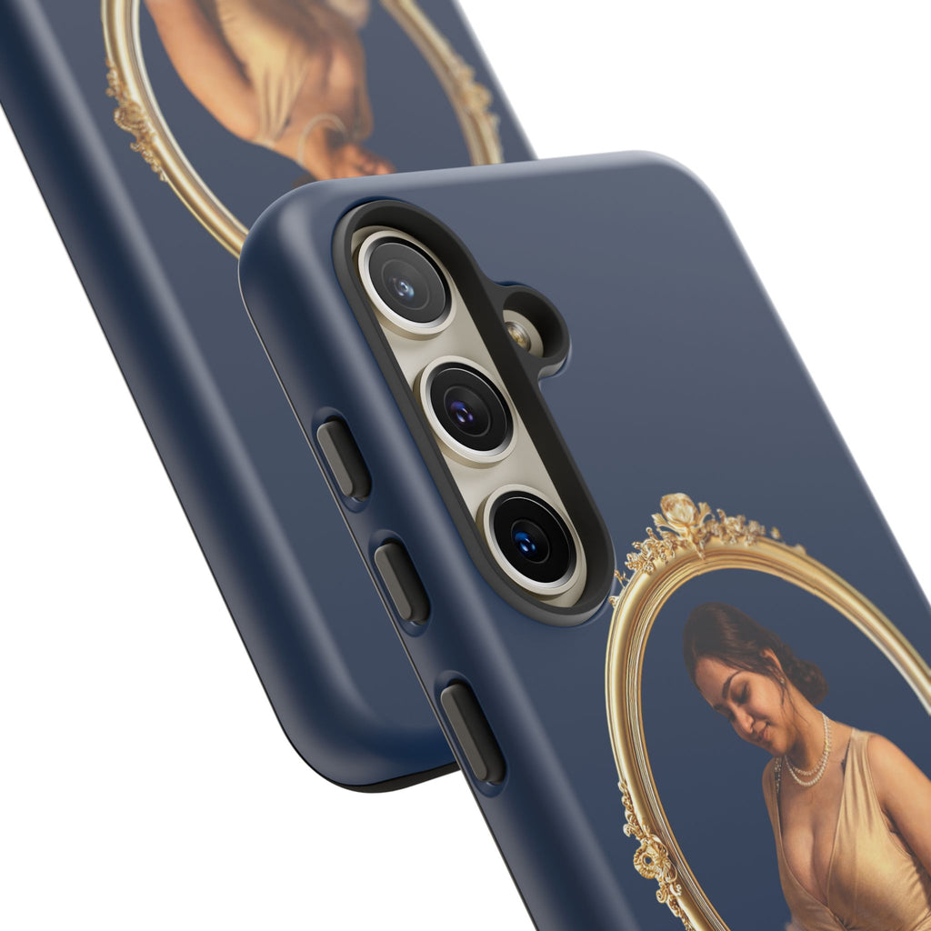 Vintage Portrait Phone Case — Elegant Gold Frame on Navy