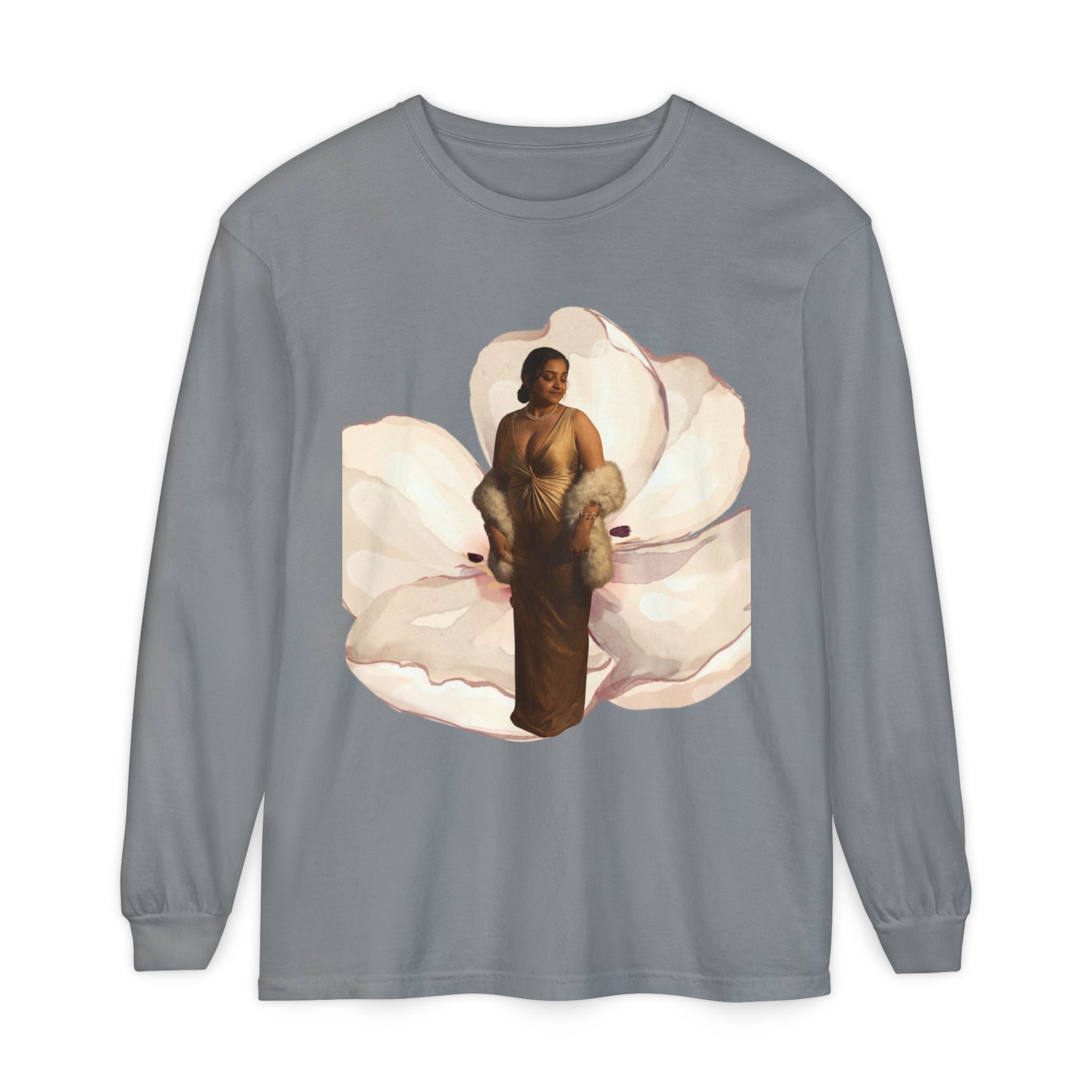 We Will Be Home Long Sleeve Tee — Floral Vintage Portrait Graphic