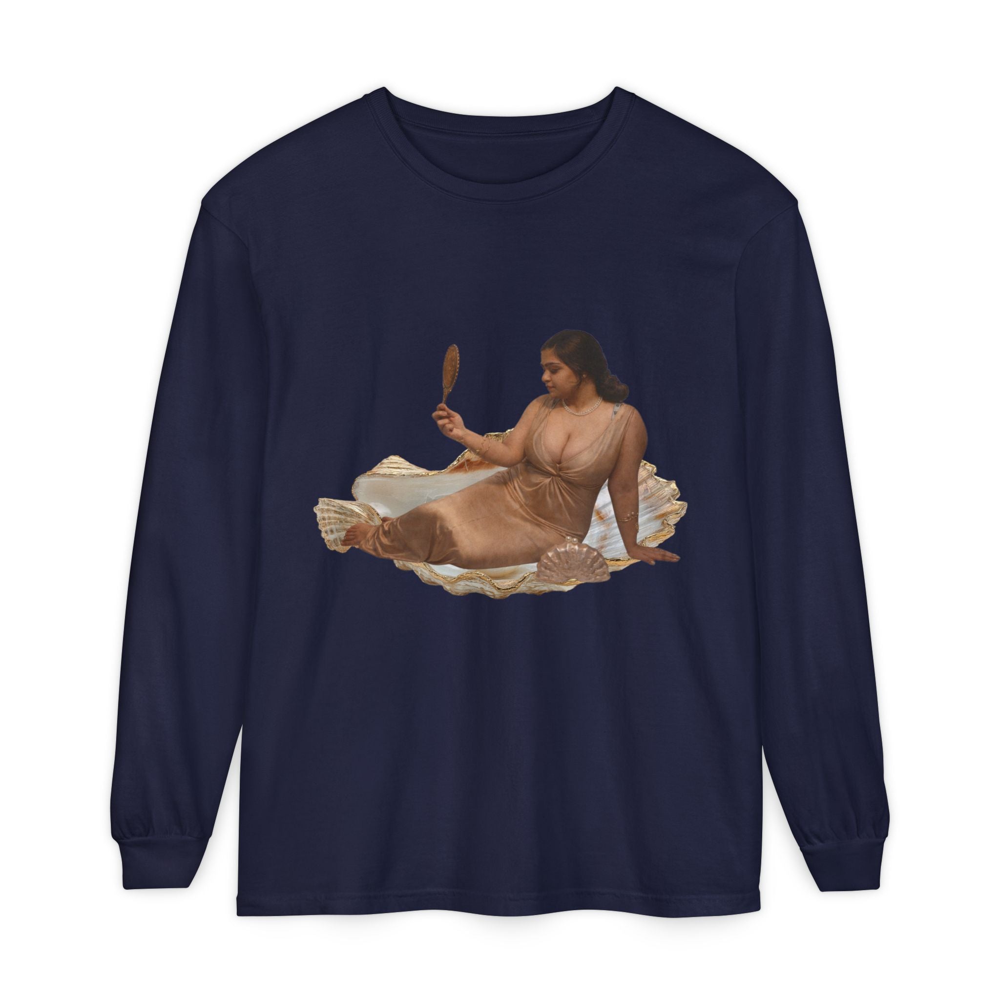 Long Sleeve T-Shirt — “Love, Dua Lipa” Shell Goddess Graphic