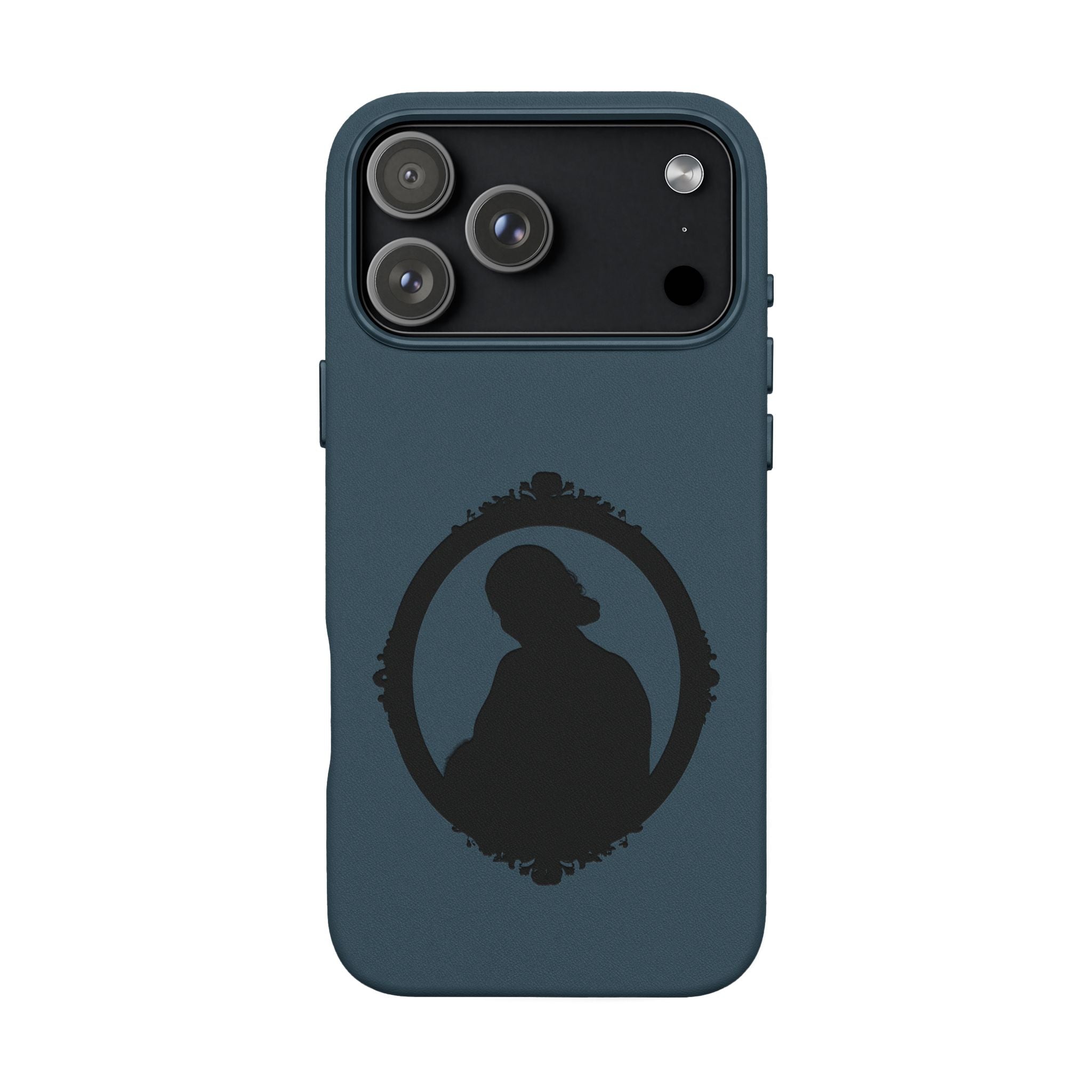 Engraved PU Leather Phone Case — Silhouette Outline Design