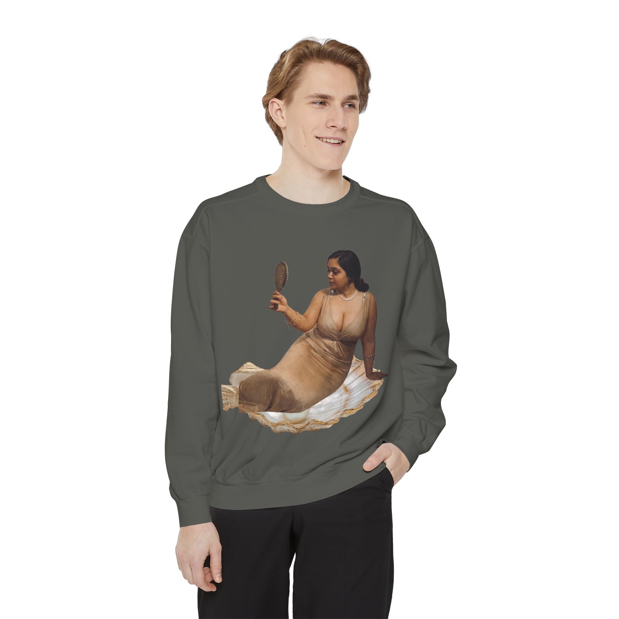 Reclining Muse Sweatshirt — 'We Will Be Home' Retro Art Graphic Crewneck