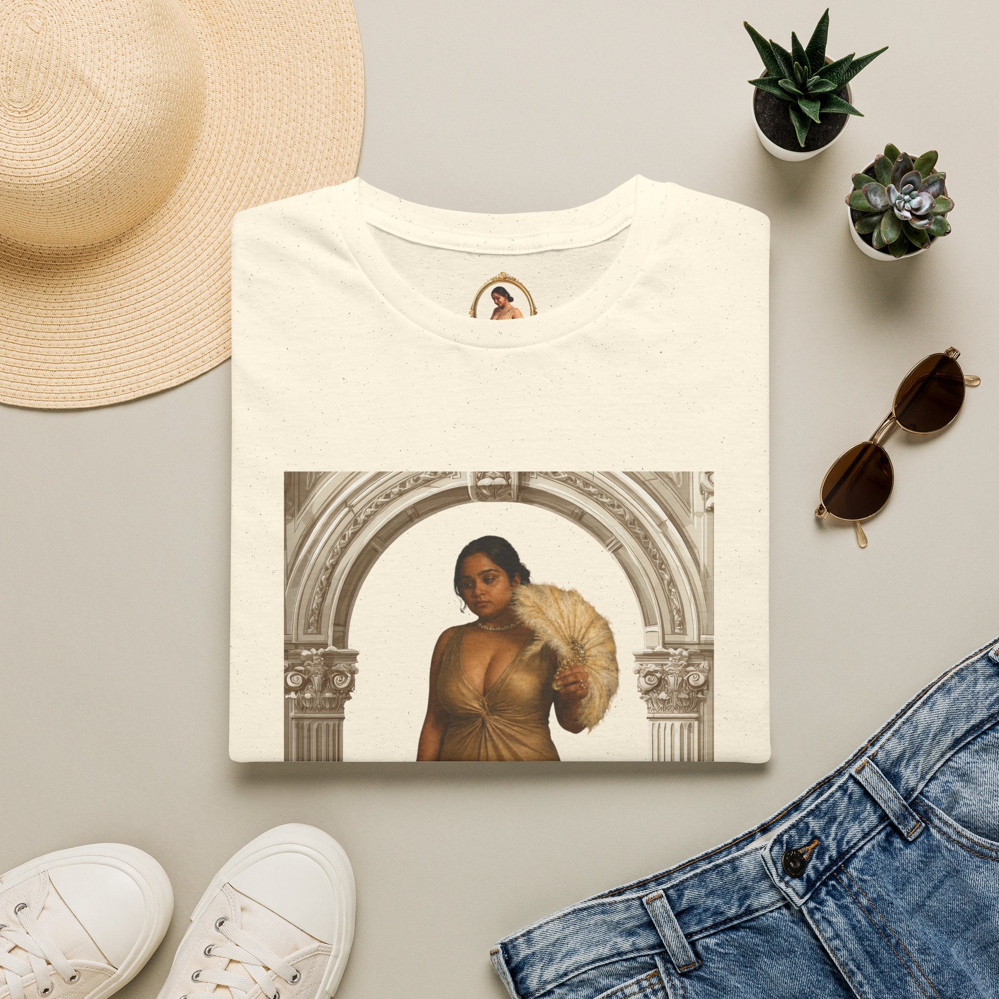 Vintage Arch Portrait T-Shirt — Elegant Woman Art Print