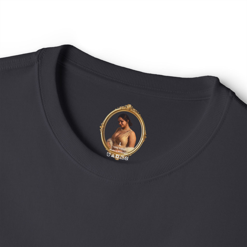 Vintage Portrait Tee — Woman with Fan Graphic Boxy T-Shirt
