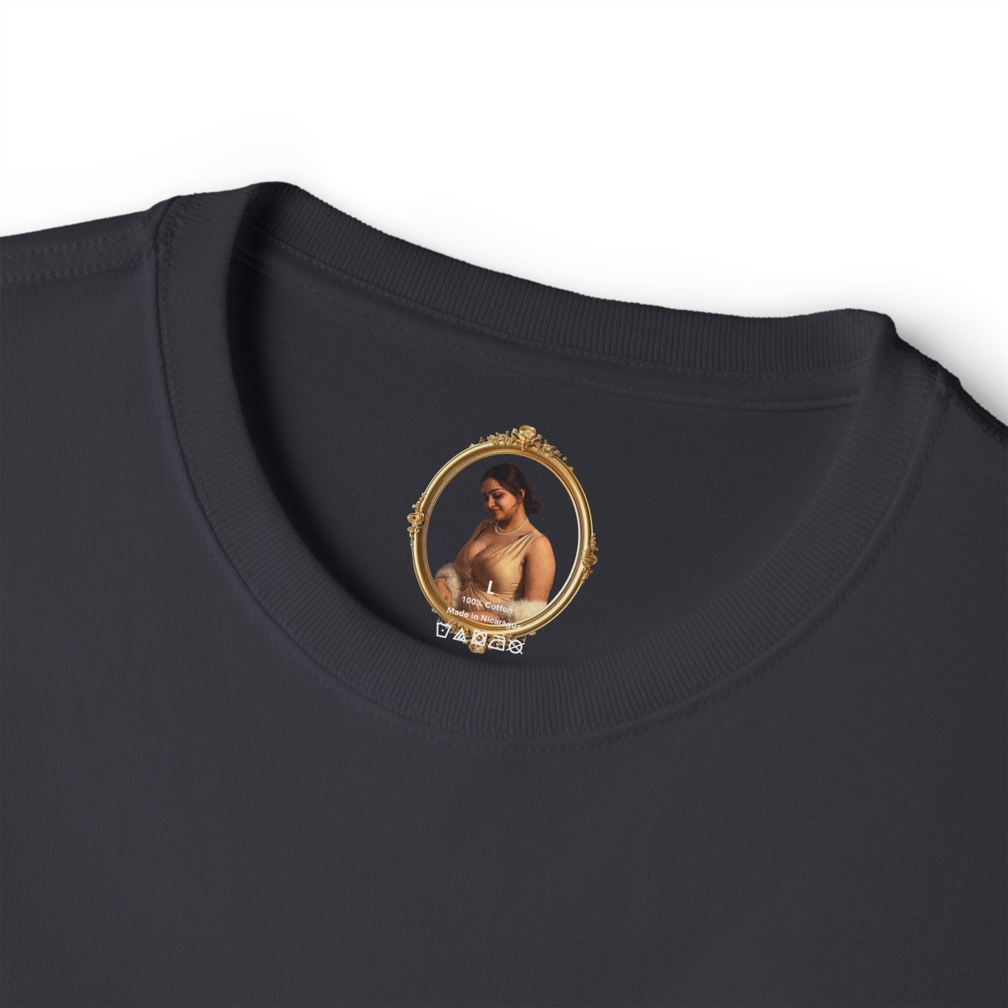 Vintage Portrait Tee — Woman with Fan Graphic Boxy T-Shirt