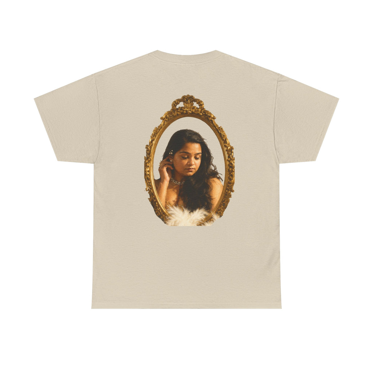Drashti Portrait Frame Tee — Vintage Mirror Portrait Graphic T-Shirt