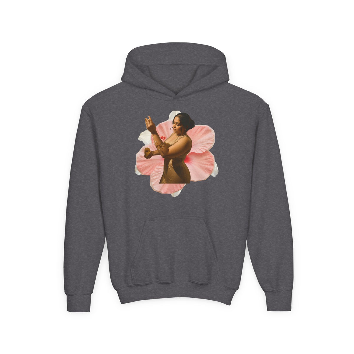 Drashti Hoodie — Vintage Dancer Floral Graphic with “We Will Be Home” Back Script