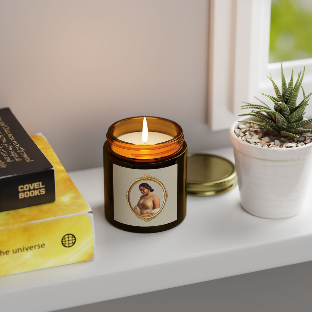 Coconut Apricot Soy Jar Candle — Floral Pearl Design (4oz & 9oz)