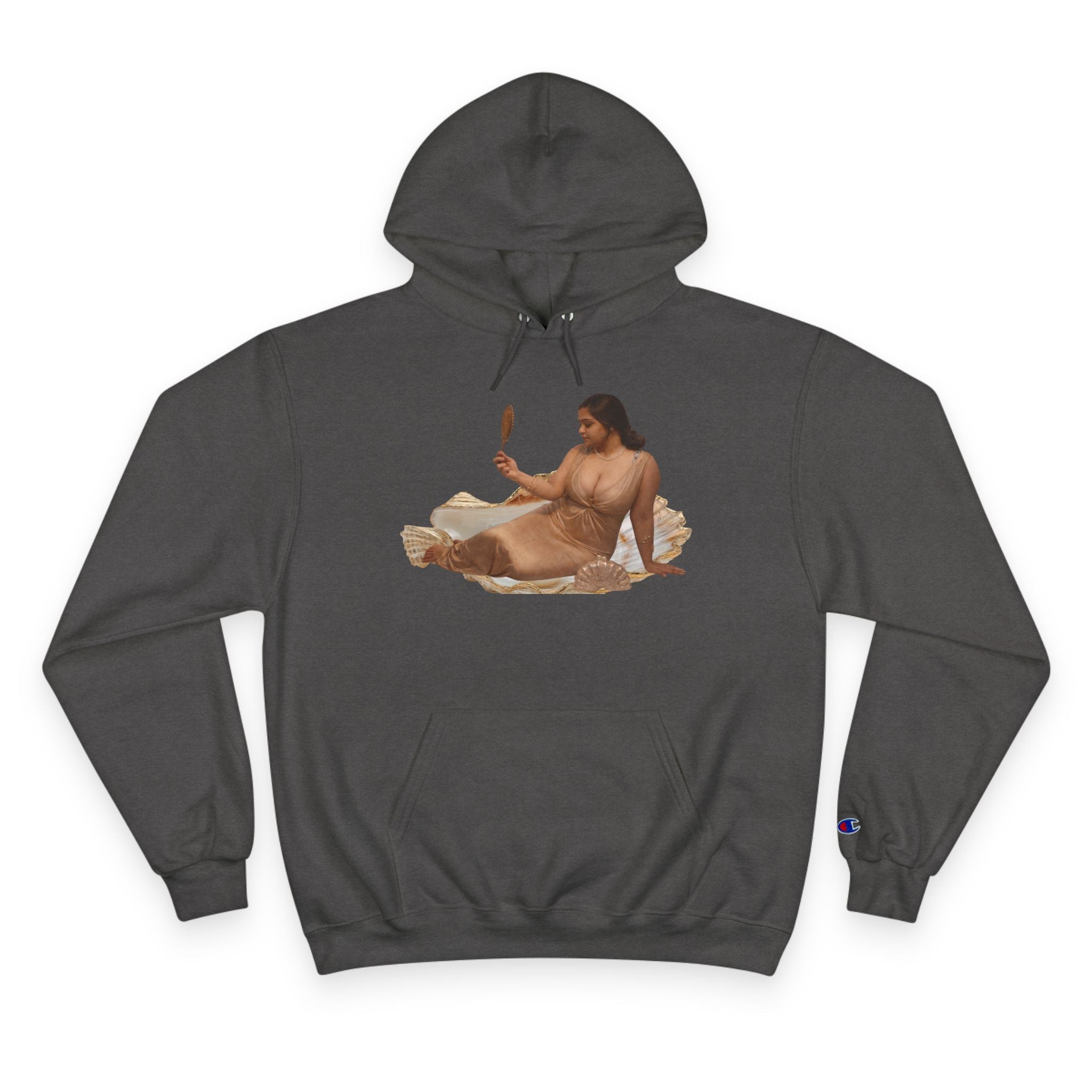 Champion Hoodie — Vintage Reclining Muse Graphic Hoodie with 'love, dunneGaur' Script