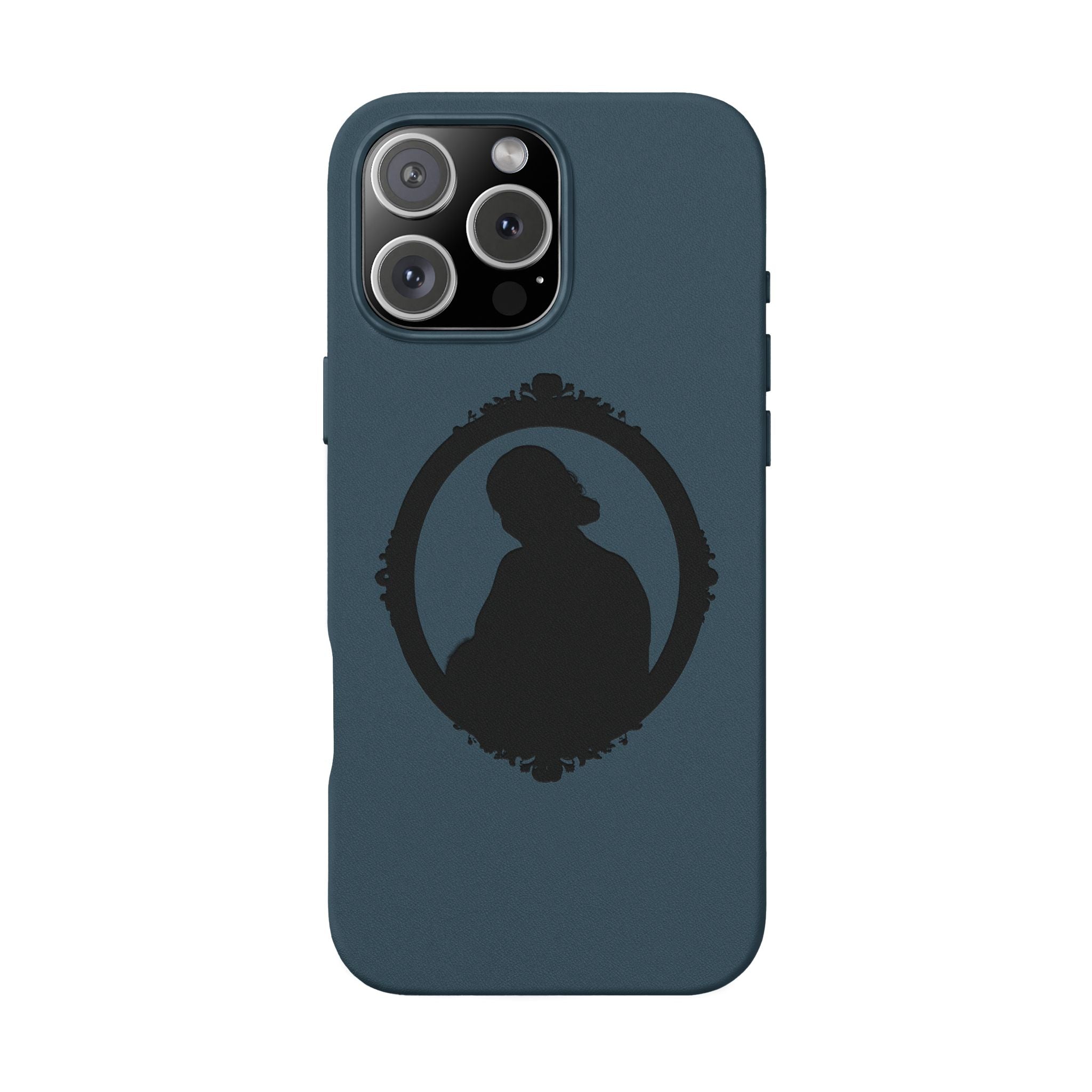 Engraved PU Leather Phone Case — Silhouette Outline Design