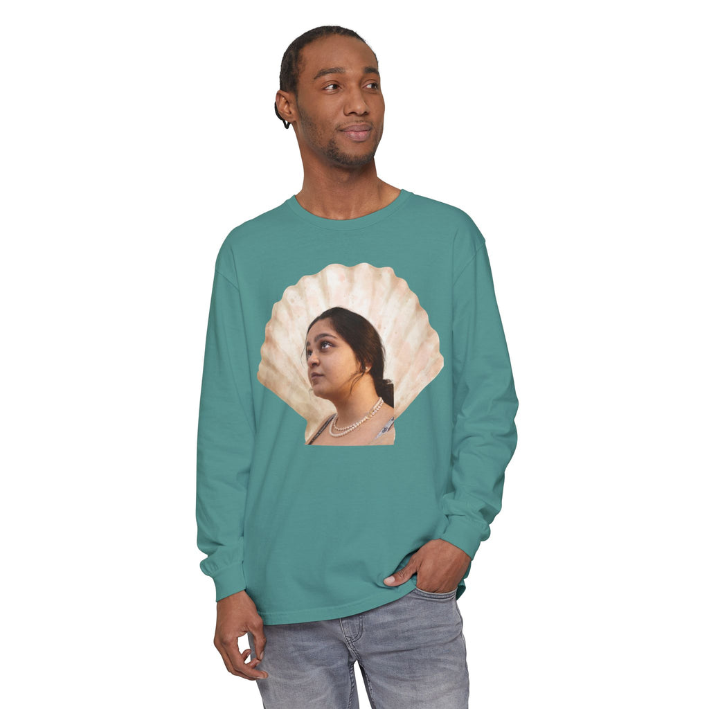 Shell Portrait Long Sleeve Tee — “We Will Be Home” Back Script