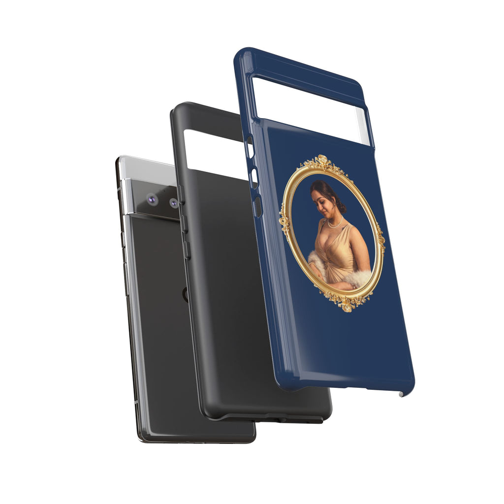 Vintage Portrait Phone Case — Elegant Gold Frame on Navy