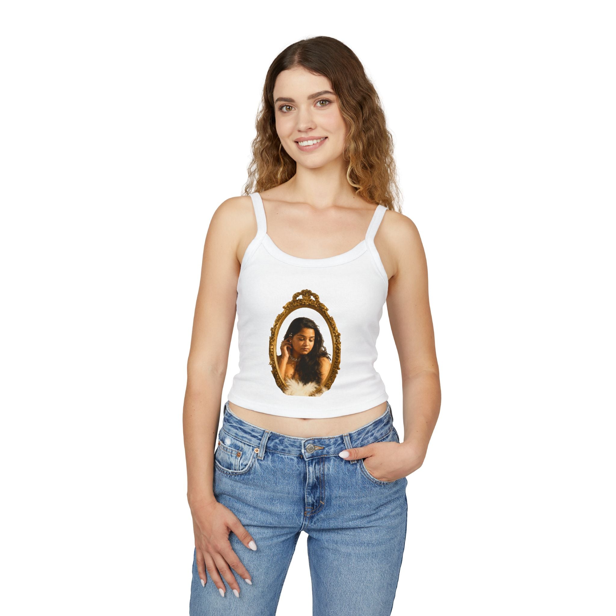 Mirror Portrait Crop Tank — "love, demi~gün" Signature Graphic