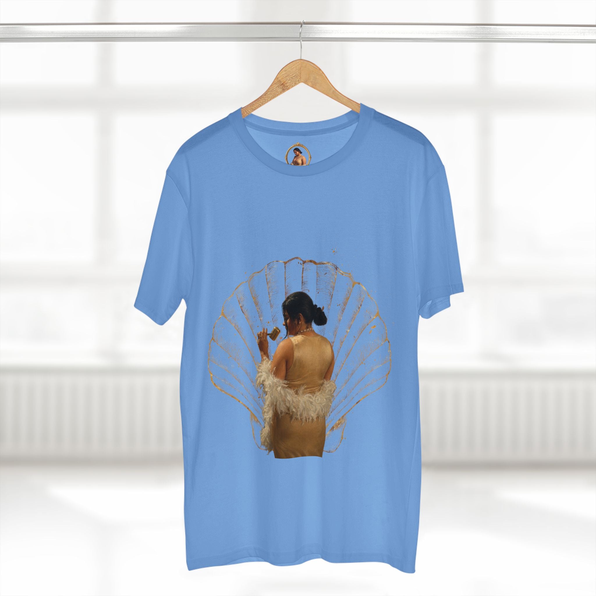 Vintage Vanity Tee — Antique Mirror & Shell Art Graphic T-Shirt
