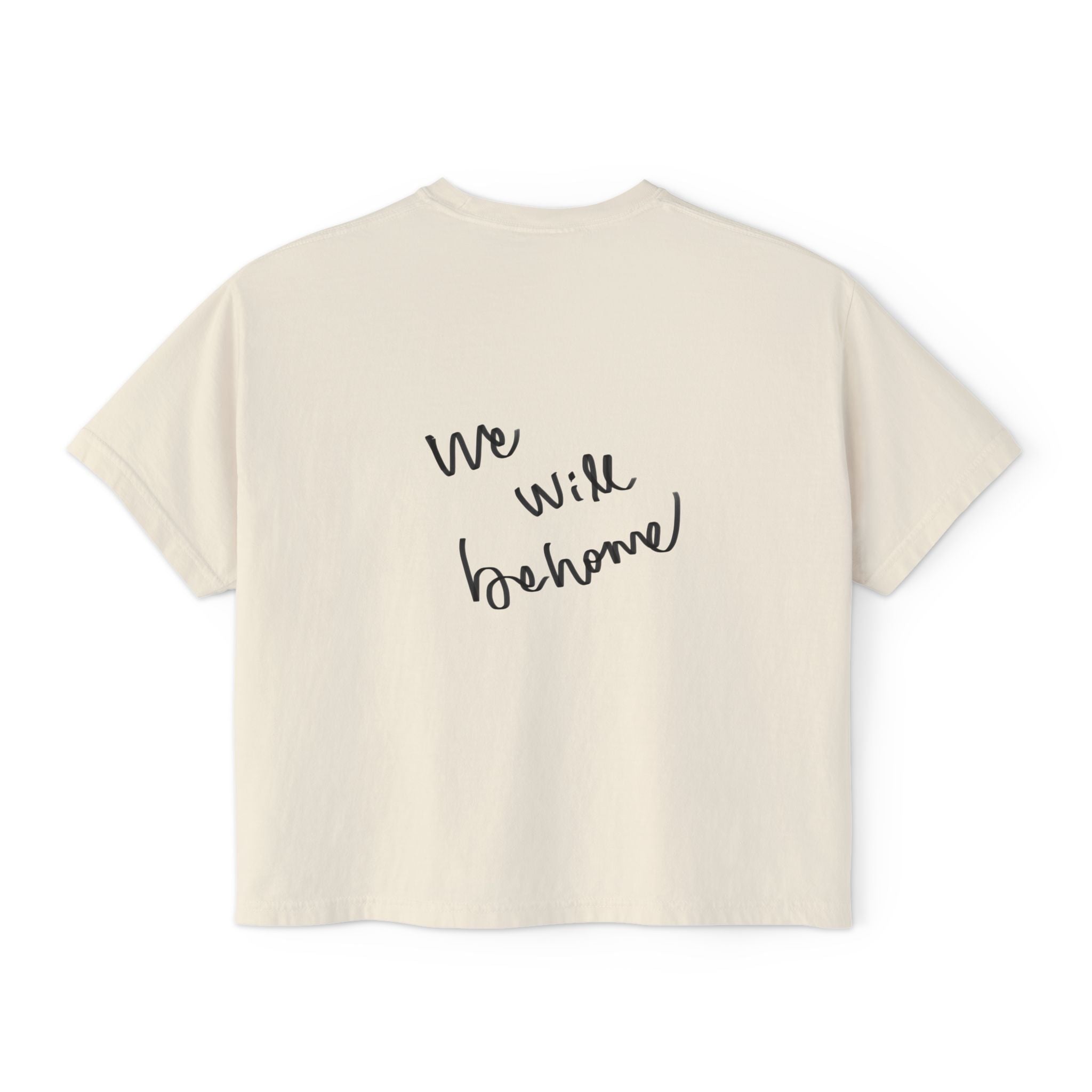 Boxy Tee — 'We Will Be Home' Vintage Angel Art Cropped T‑Shirt