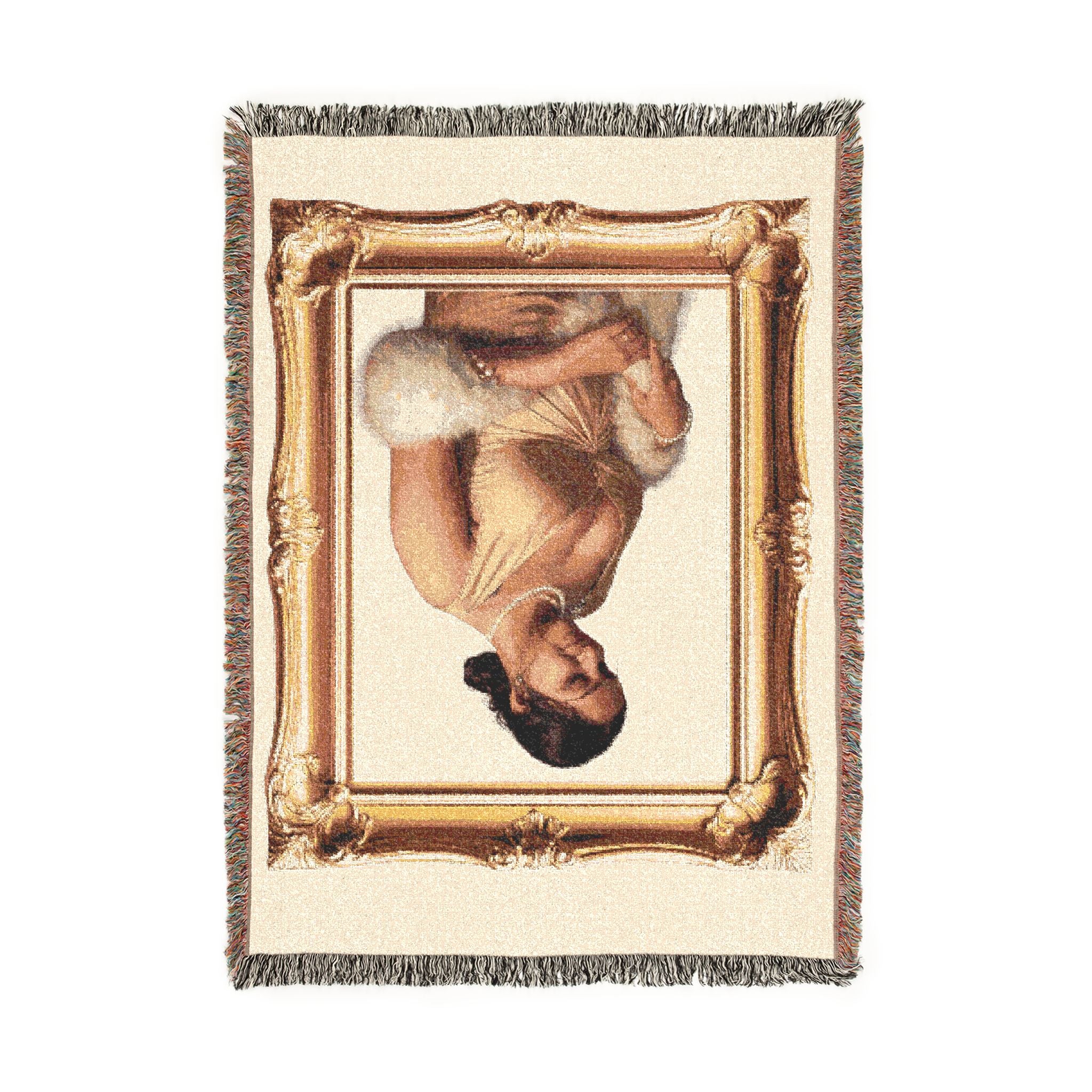 Vintage Portrait Woven Blanket — Framed Classical Art Throw