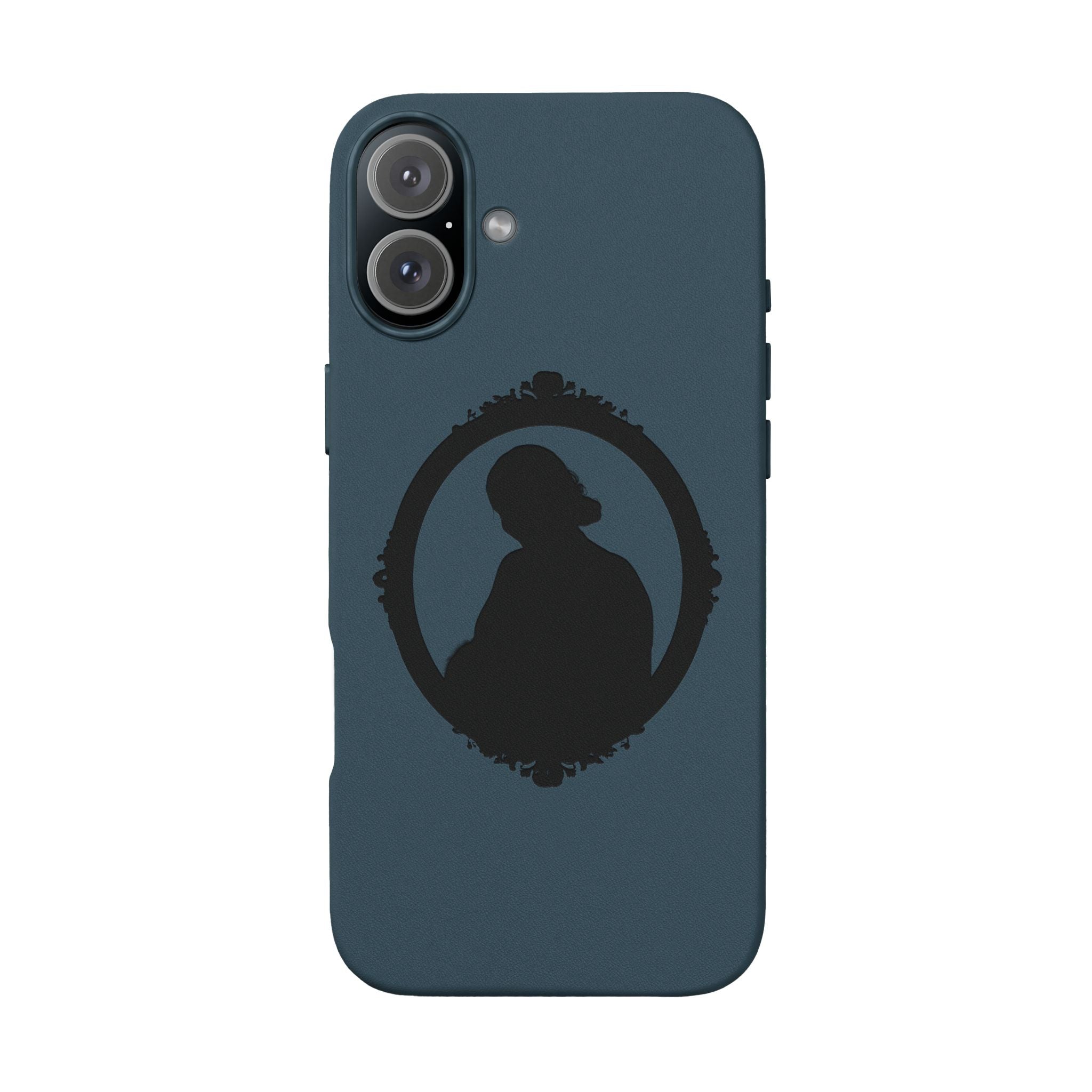Engraved PU Leather Phone Case — Silhouette Outline Design