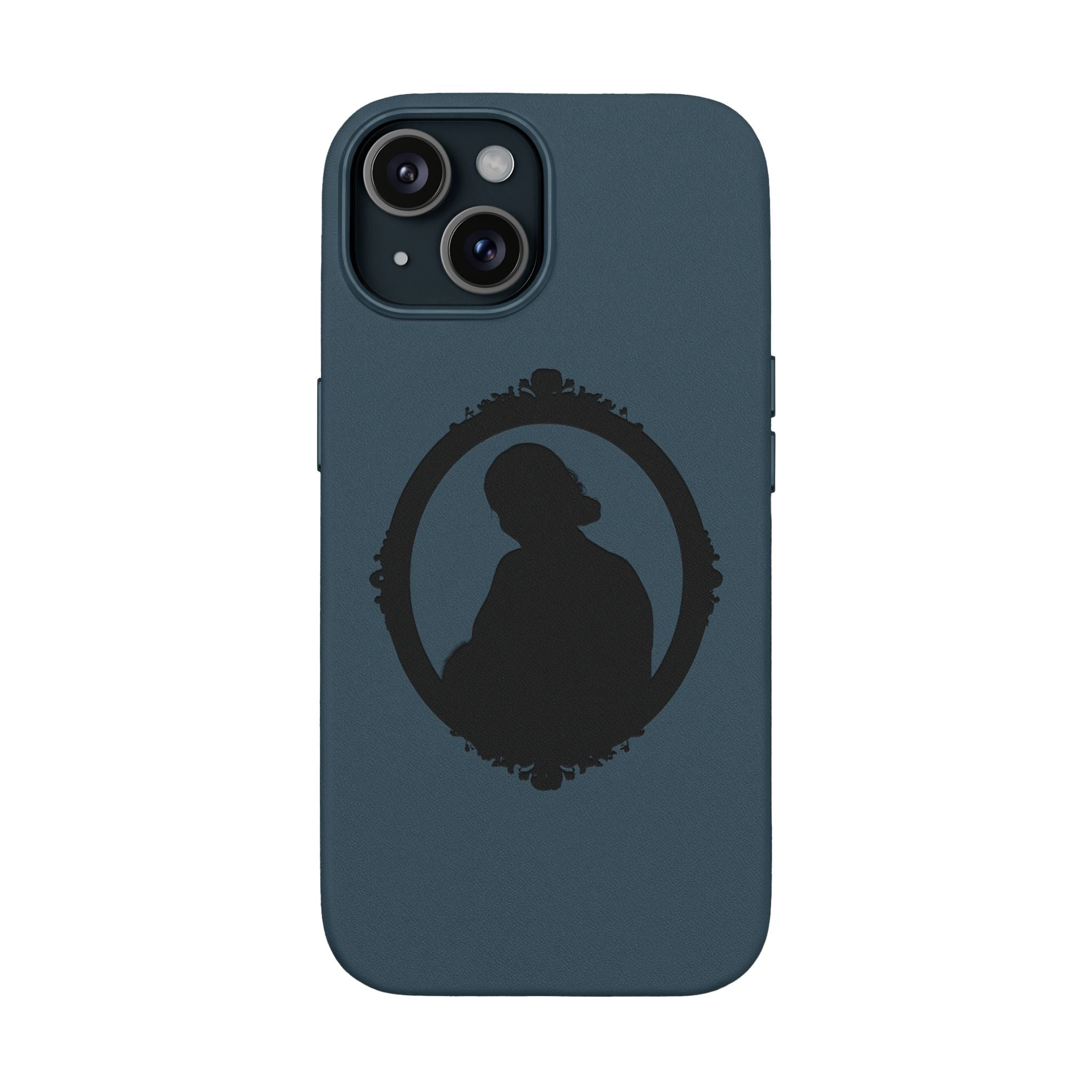 Engraved PU Leather Phone Case — Silhouette Outline Design