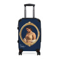 Vintage Portrait Suitcase – Elegant Gold Frame Travel Luggage