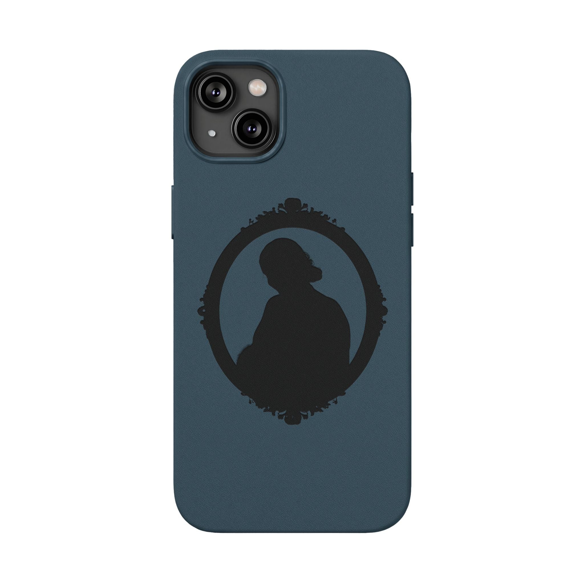 Engraved PU Leather Phone Case — Silhouette Outline Design
