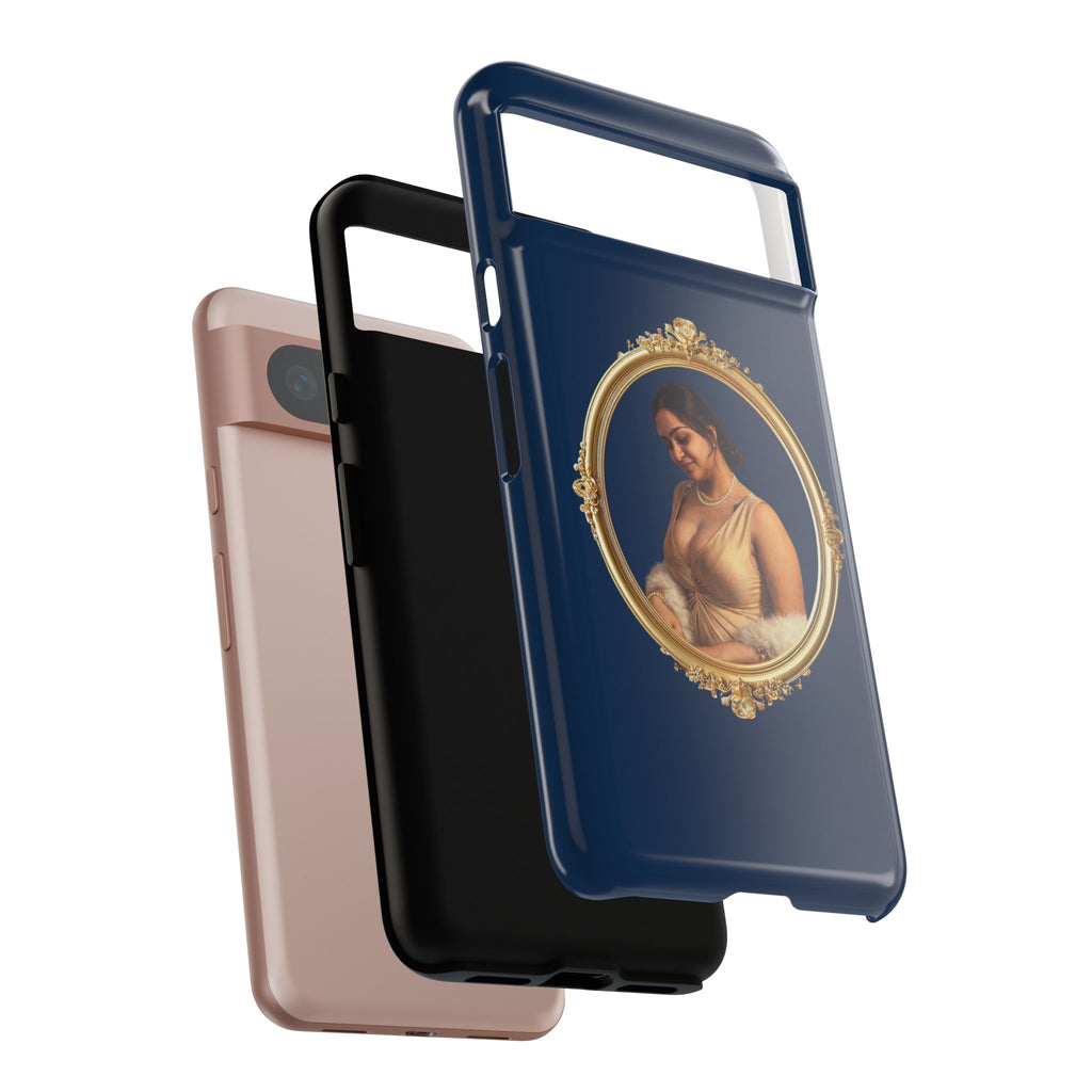 Vintage Portrait Phone Case — Elegant Gold Frame on Navy