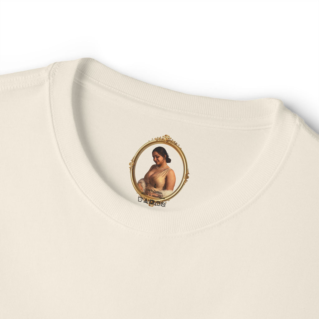 Vintage Portrait Tee — Woman with Fan Graphic Boxy T-Shirt