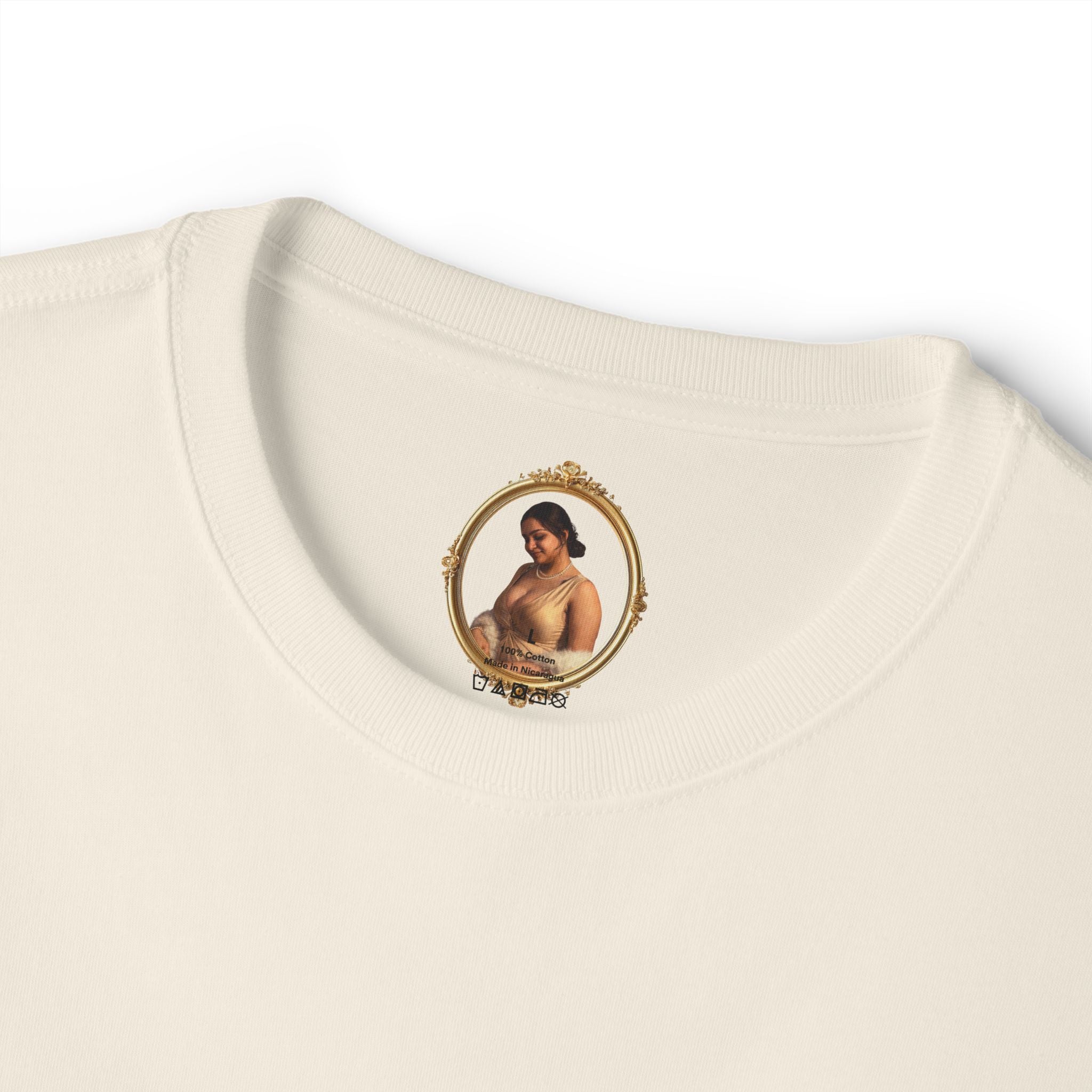 Vintage Portrait Tee — Woman with Fan Graphic Boxy T-Shirt