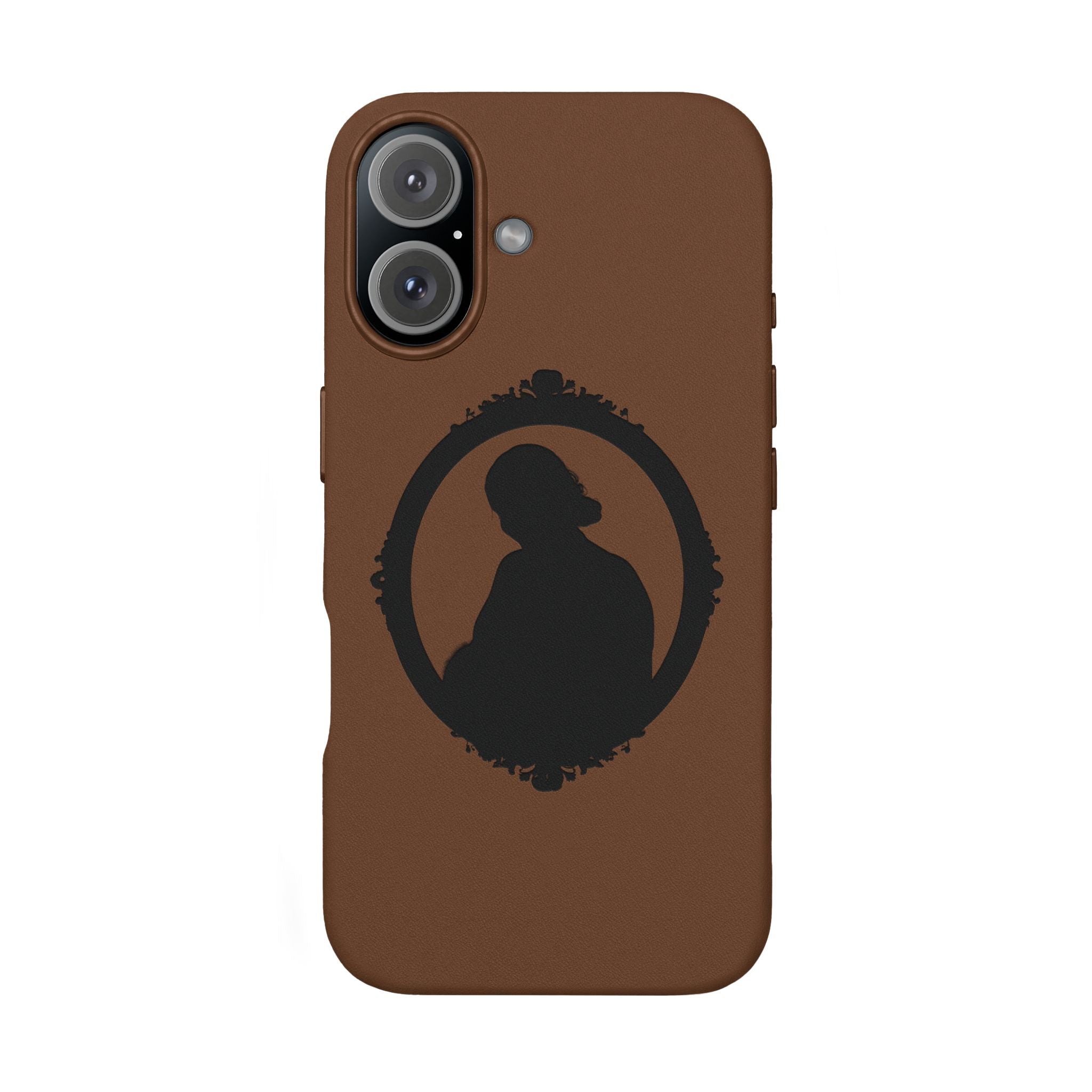 Engraved PU Leather Phone Case — Silhouette Outline Design