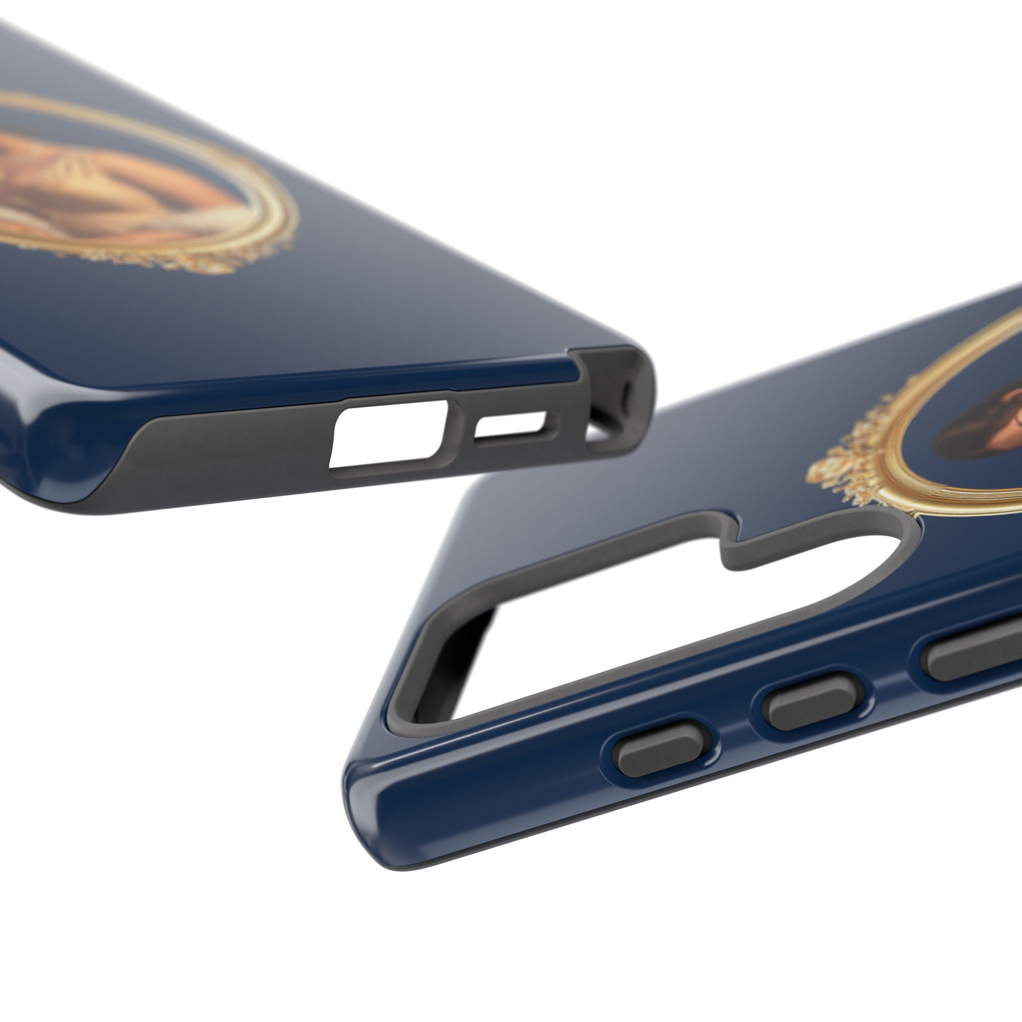 Vintage Portrait Phone Case — Elegant Gold Frame on Navy
