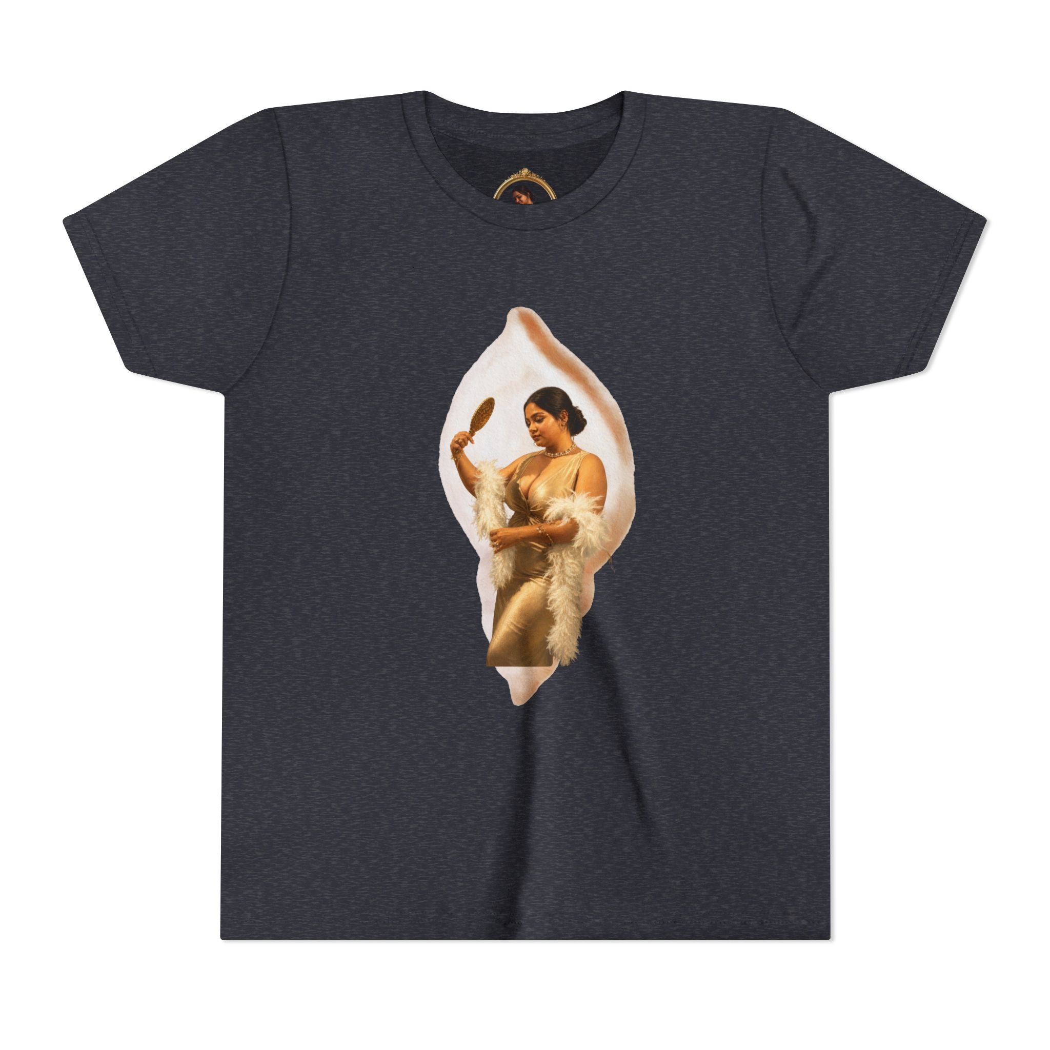 Youth Tee — Vintage Lady Mirror Graphic with “We Will Be Home” Back Text