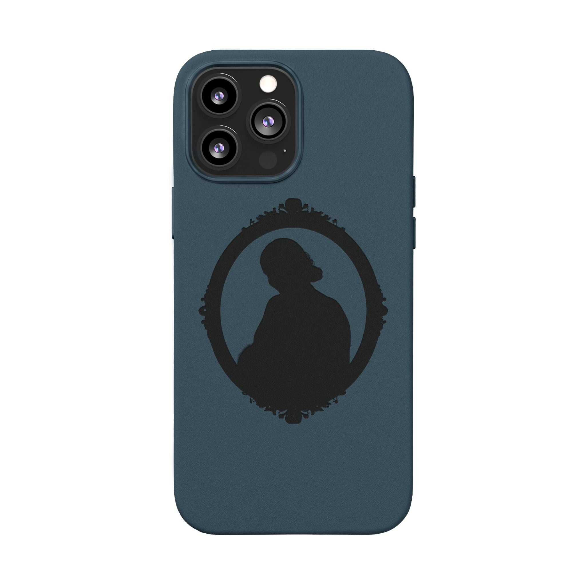 Engraved PU Leather Phone Case — Silhouette Outline Design