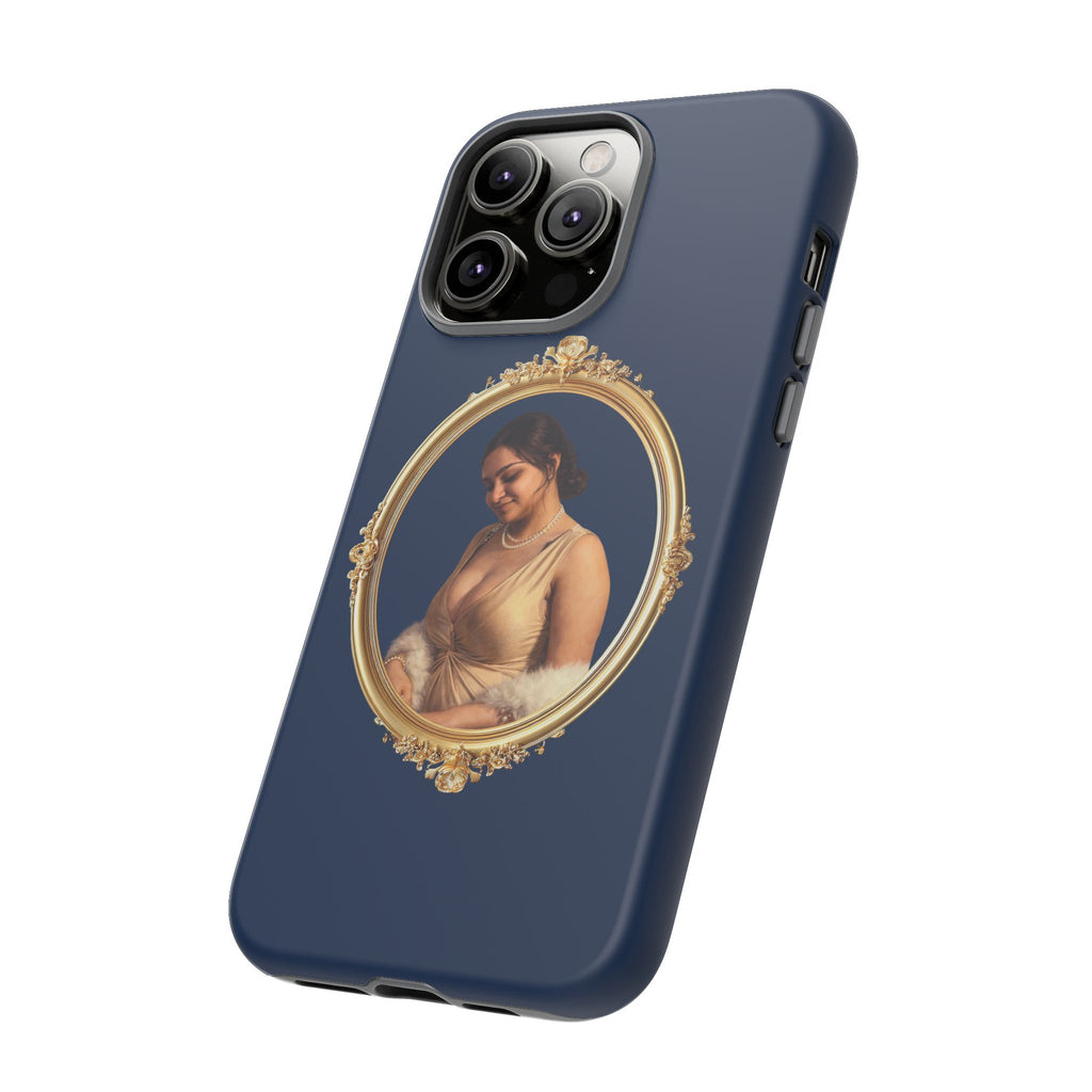 Vintage Portrait Phone Case — Elegant Gold Frame on Navy