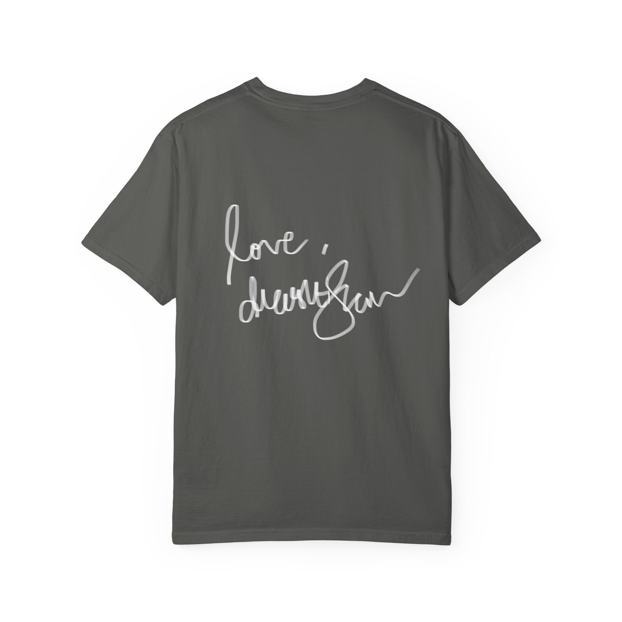 Venus Mirror T-Shirt — Nude Goddess Art Tee with 'Love, [Signature]' Back Print