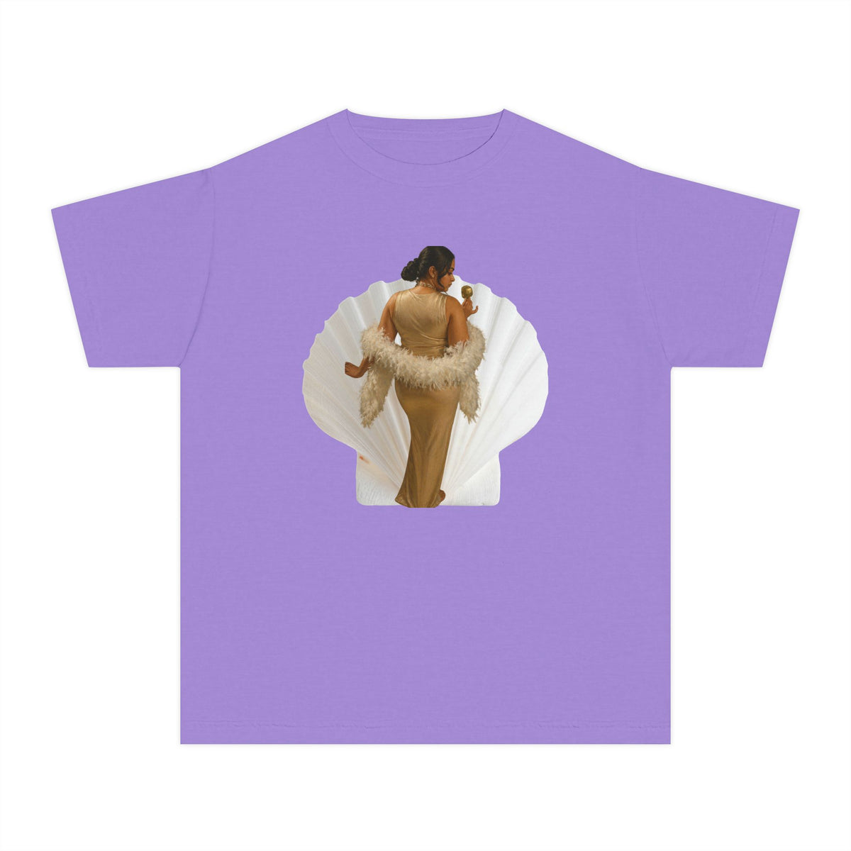 Drashti Youth Tee — Elegant Portrait Shell Graphic