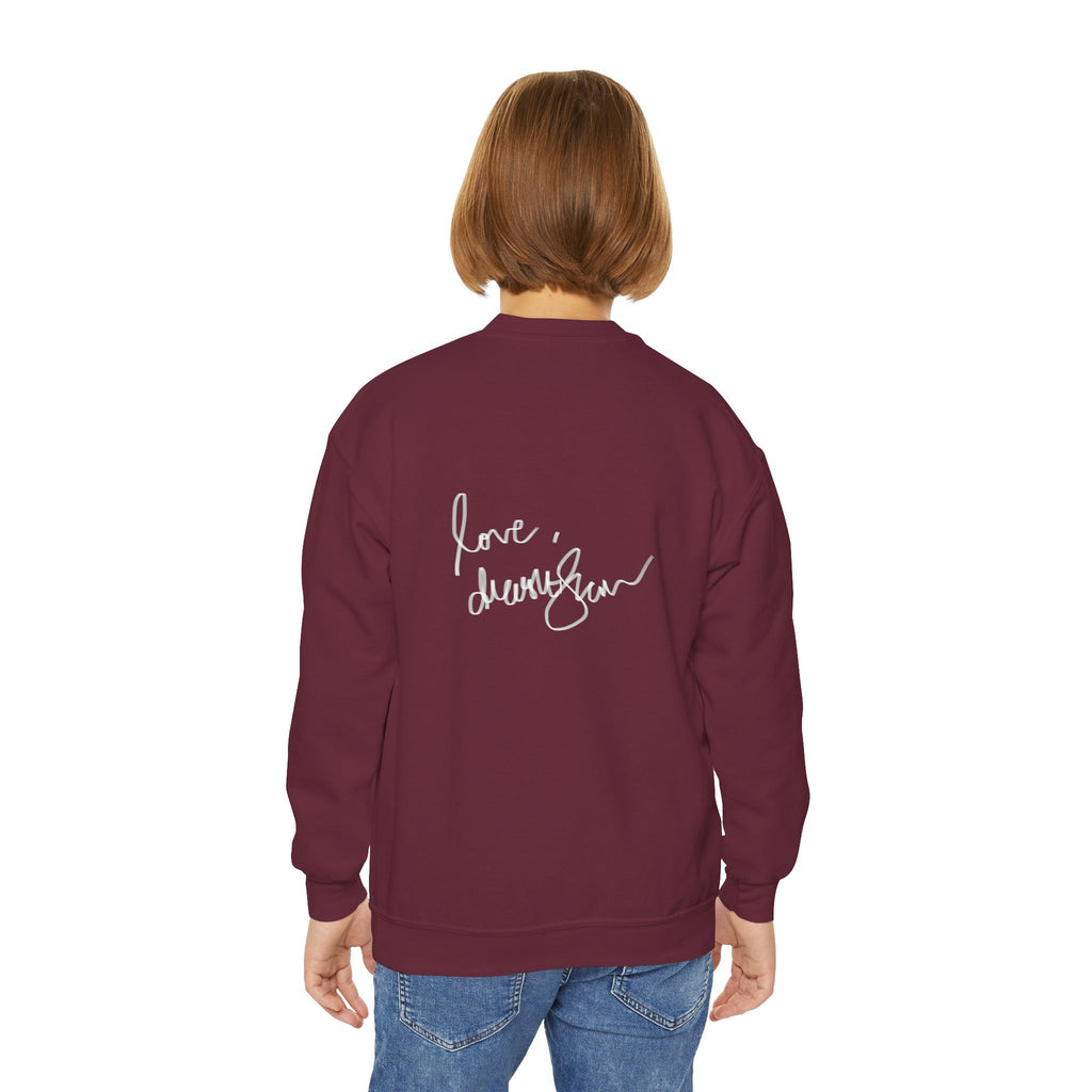 Youth Crewneck Sweatshirt — 'We Will Be Home' Vintage Portrait Graphic