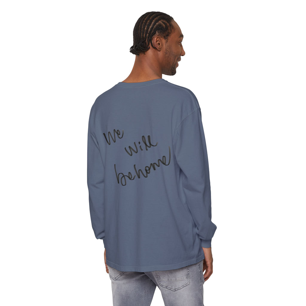 Shell Portrait Long Sleeve Tee — “We Will Be Home” Back Script