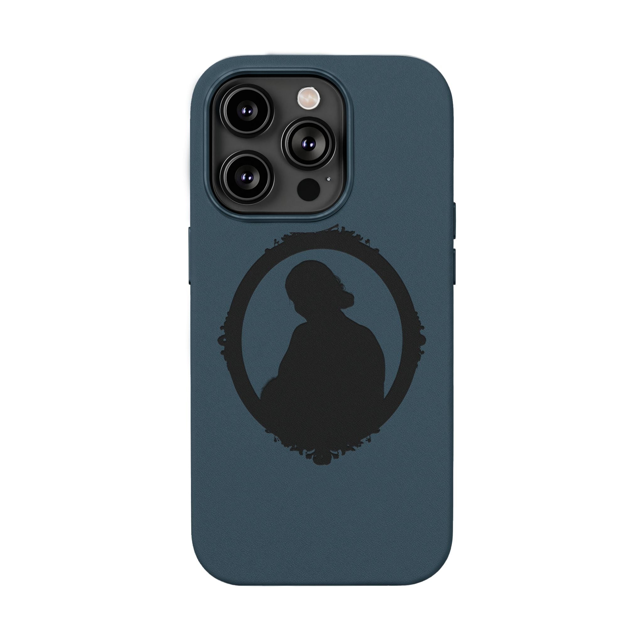 Engraved PU Leather Phone Case — Silhouette Outline Design