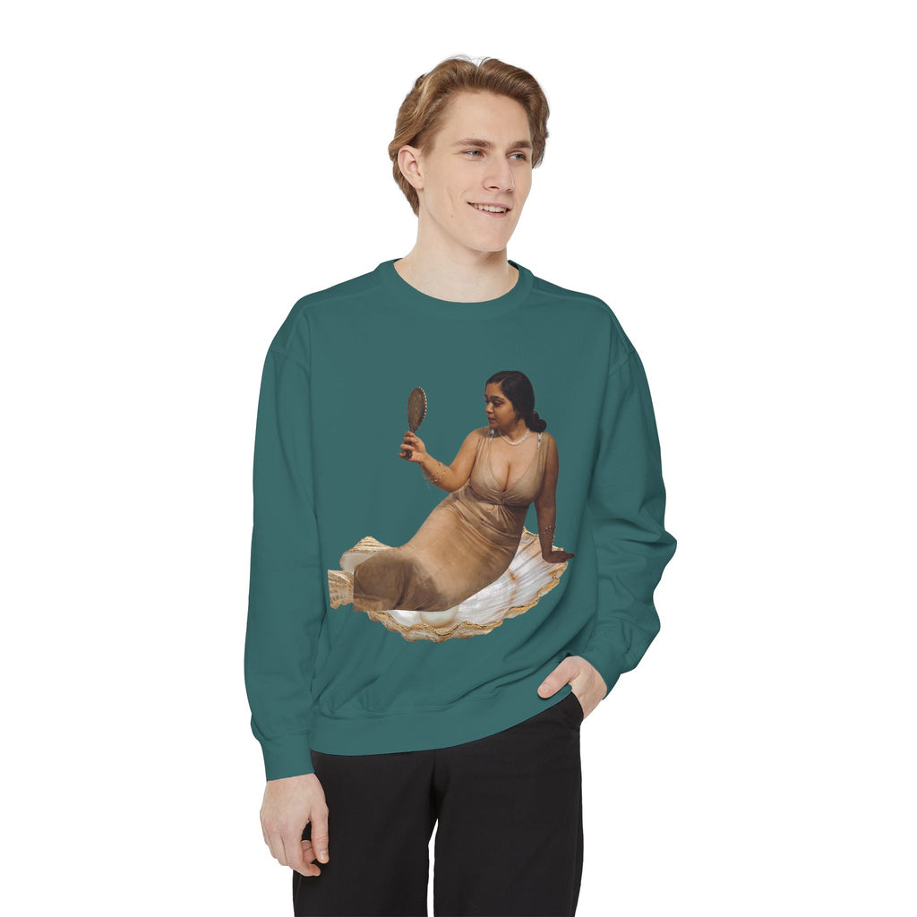 Reclining Muse Sweatshirt — 'We Will Be Home' Retro Art Graphic Crewneck