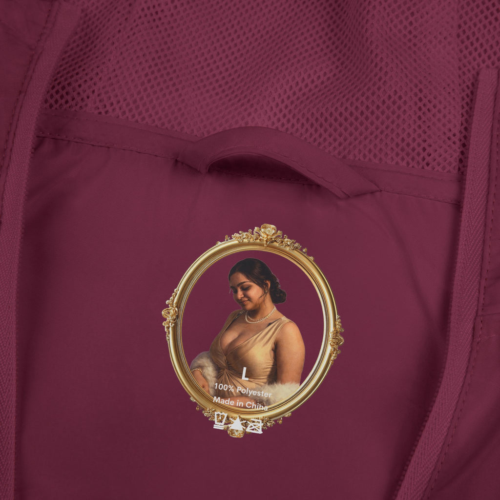Portrait Frame Windbreaker Jacket — Vintage Painted Woman Print