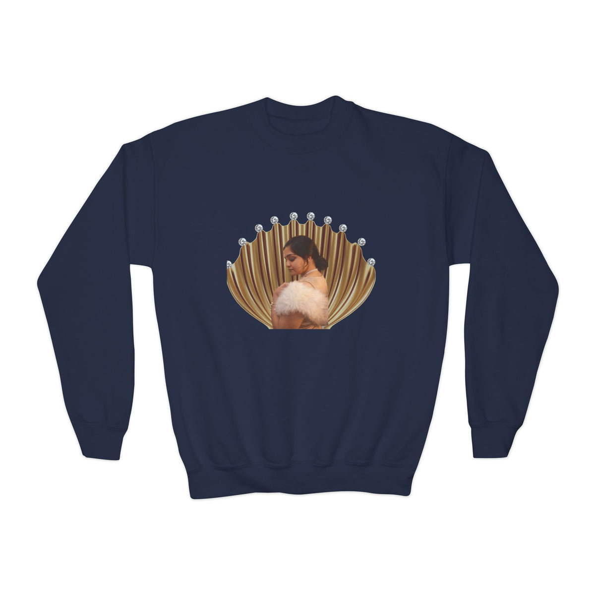 Drashti Youth Crewneck Sweatshirt — 'We Will Be Home' Vintage Portrait Graphic