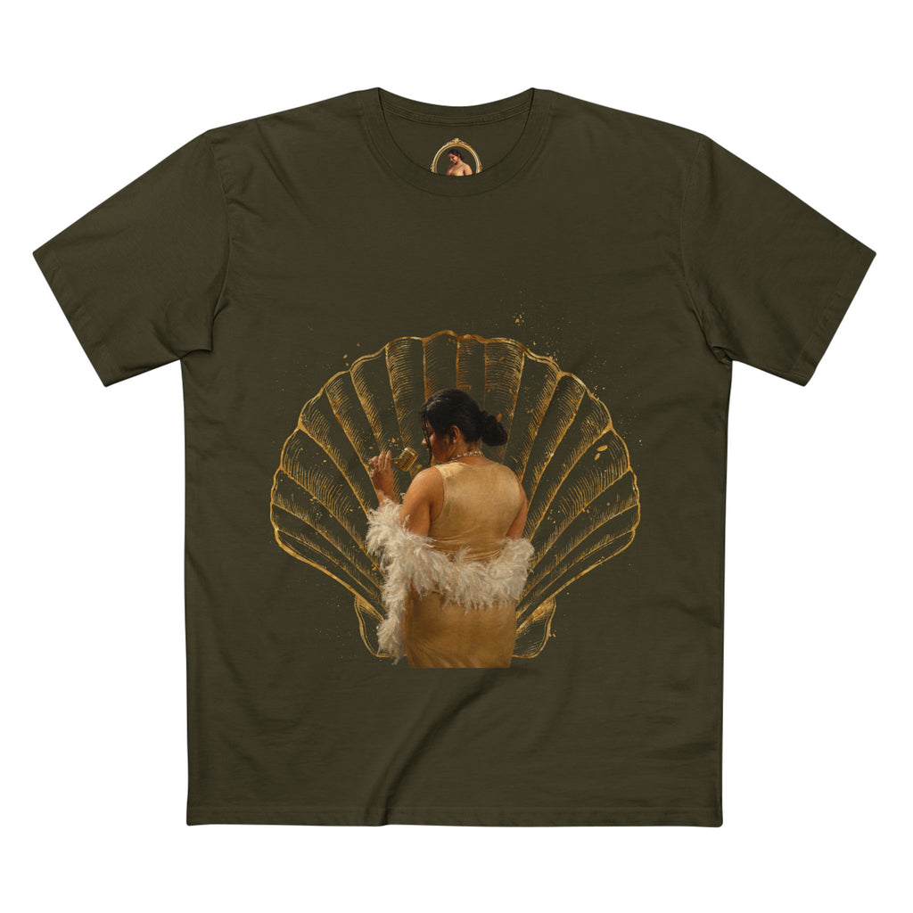 Vintage Vanity Tee — Antique Mirror & Shell Art Graphic T-Shirt