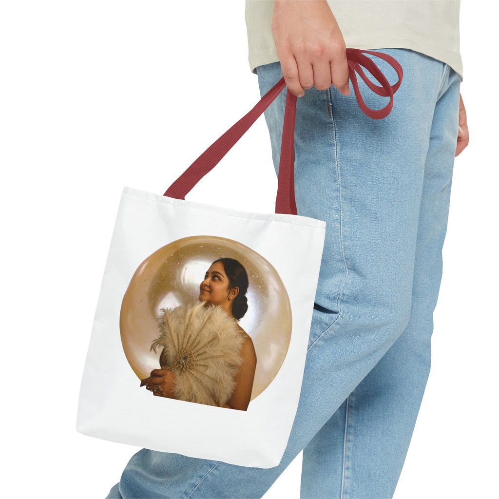 Vintage Portrait Tote Bag — Woman with Feather Fan Artwork