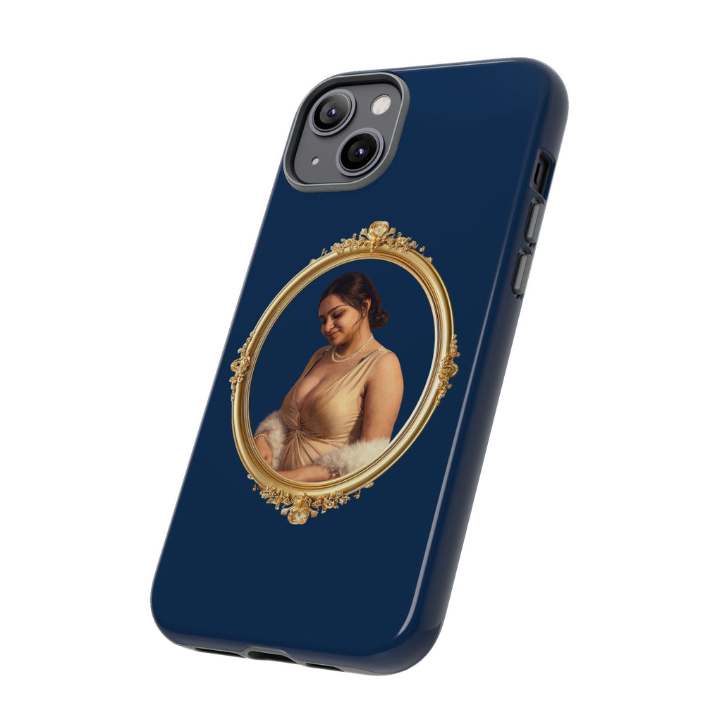 Vintage Portrait Phone Case — Elegant Gold Frame on Navy