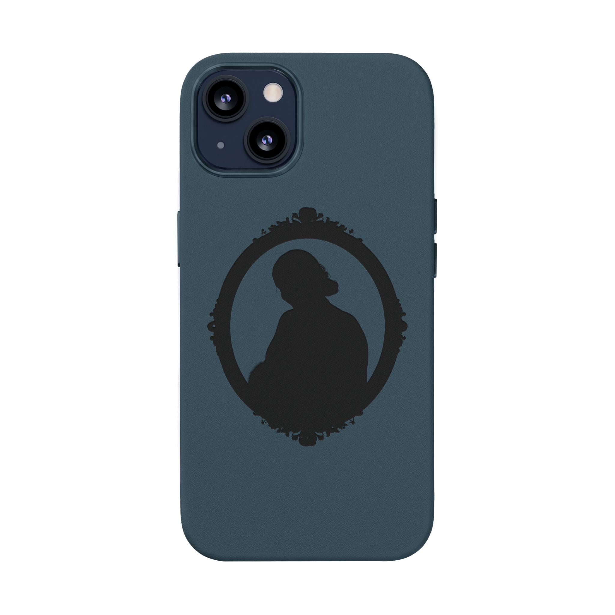 Engraved PU Leather Phone Case — Silhouette Outline Design