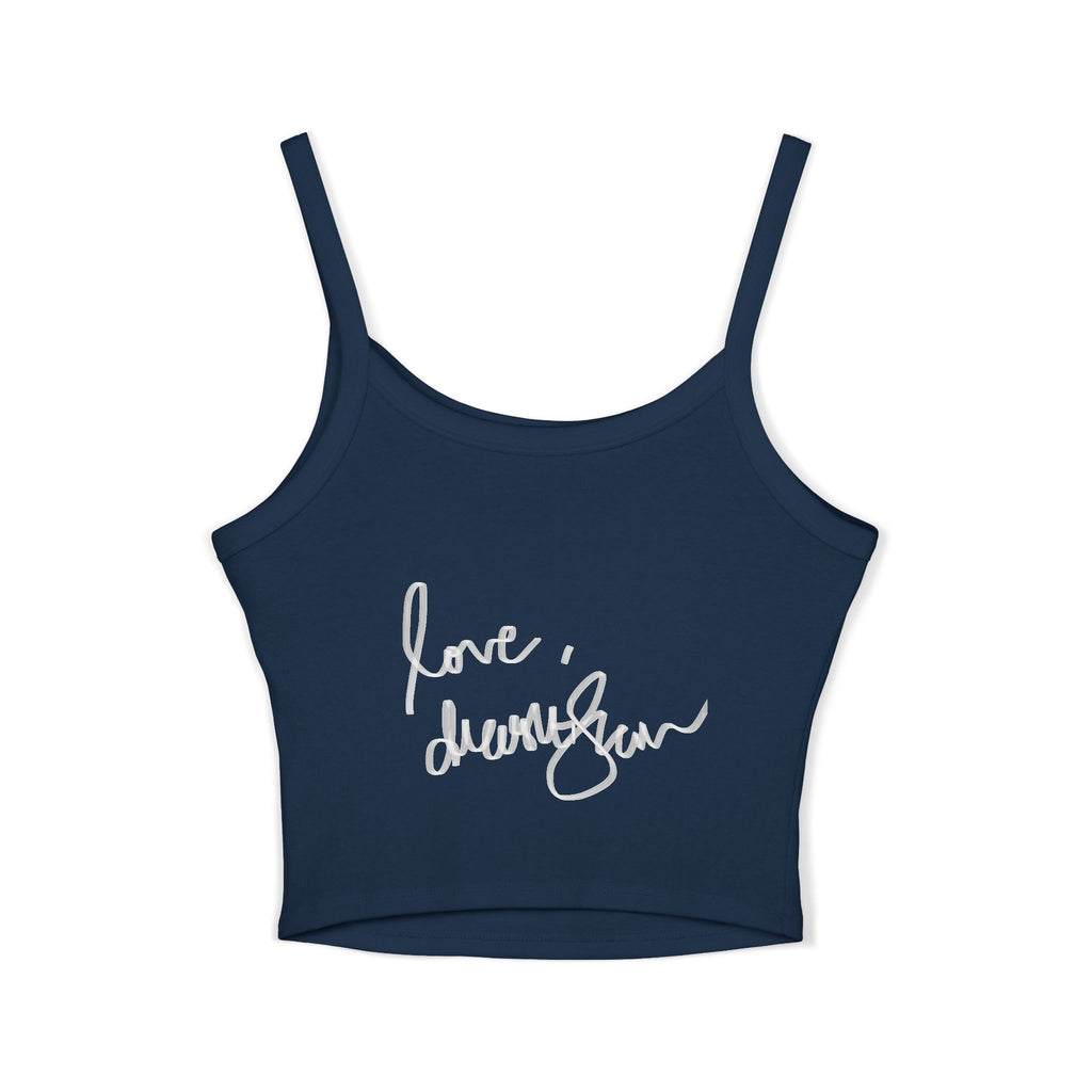 Spaghetti Tank Top — Vintage Portrait Frame with “Love, Always” Handwritten Script