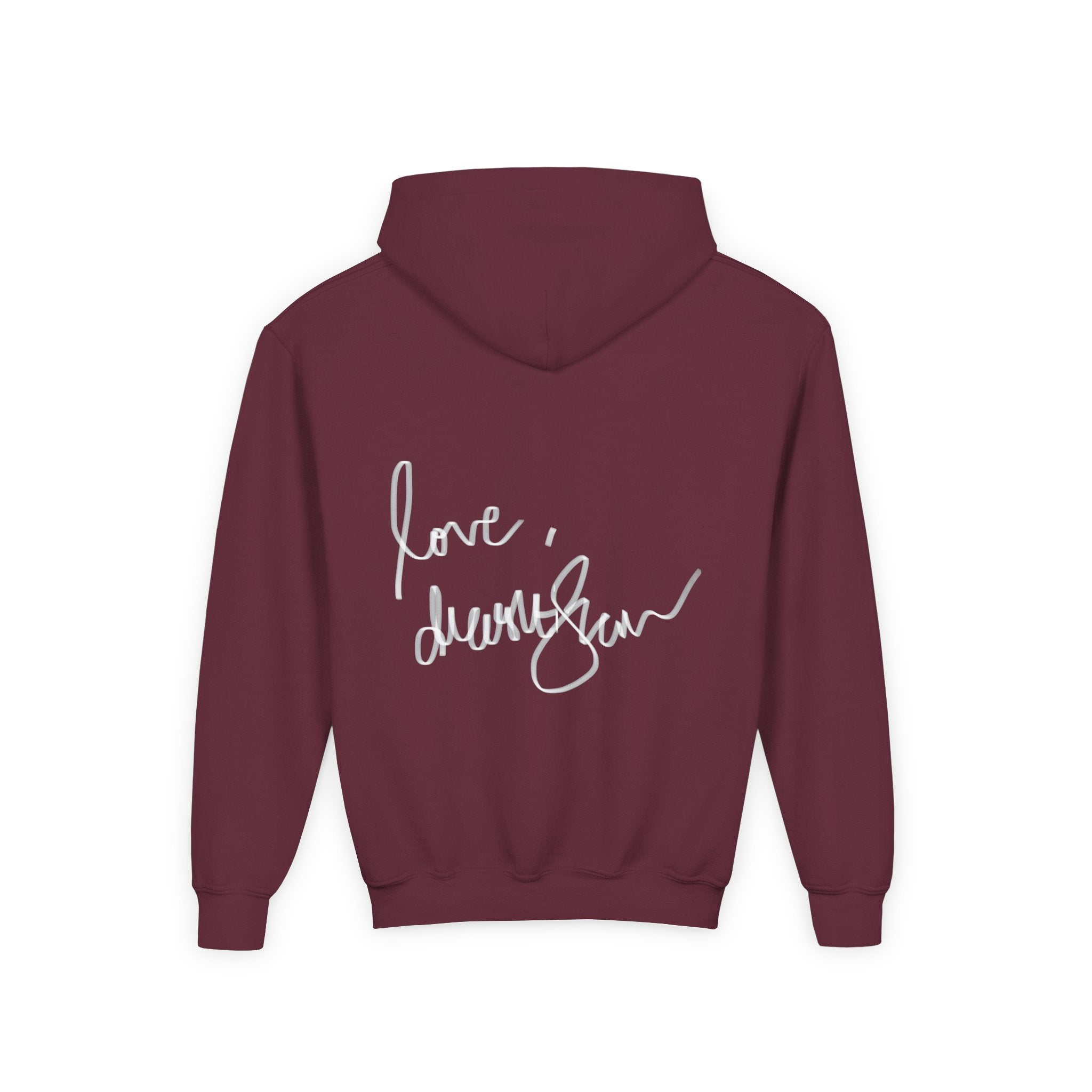 Youth Hoodie — Vintage Dancer Floral Graphic with “We Will Be Home” Back Script