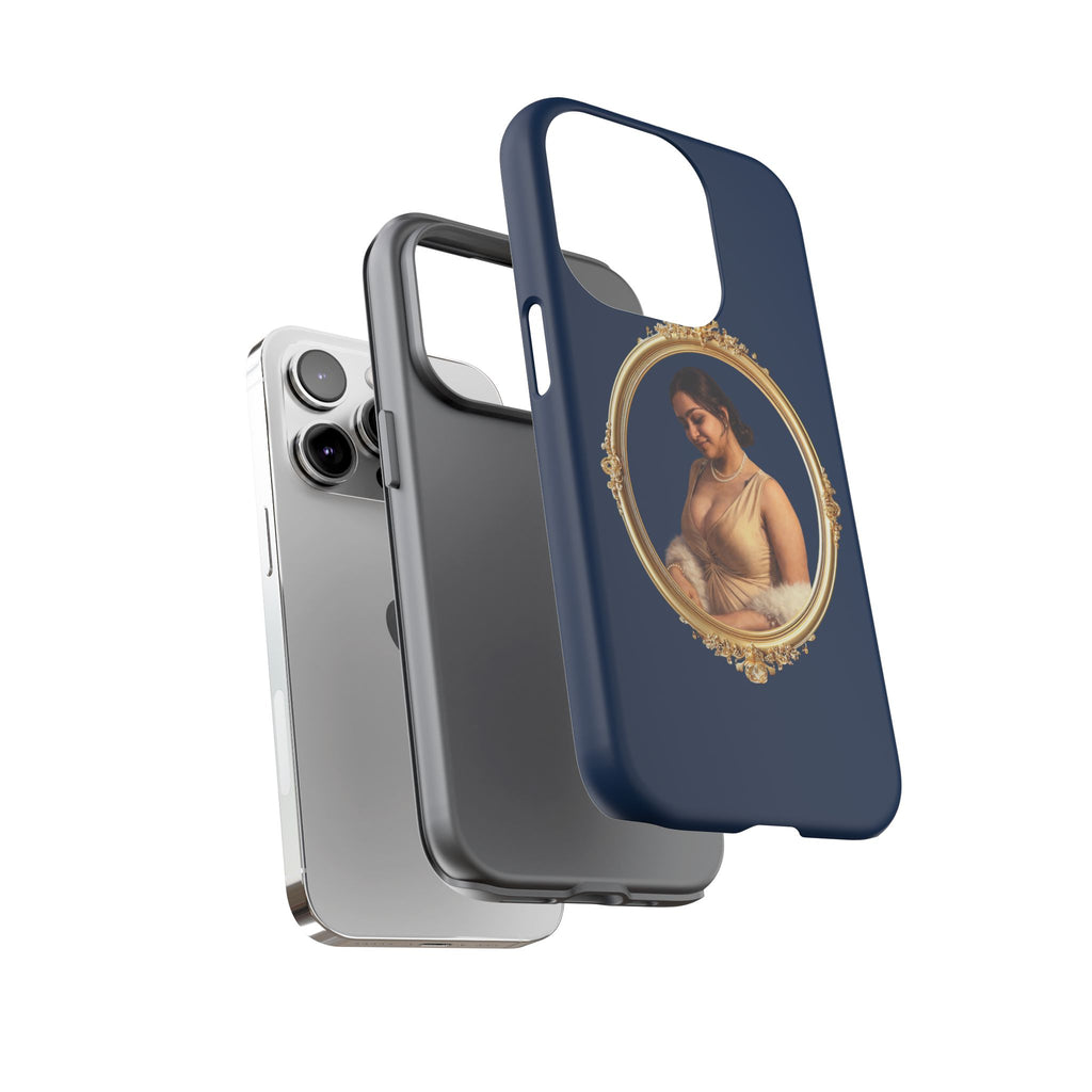 Vintage Portrait Phone Case — Elegant Gold Frame on Navy