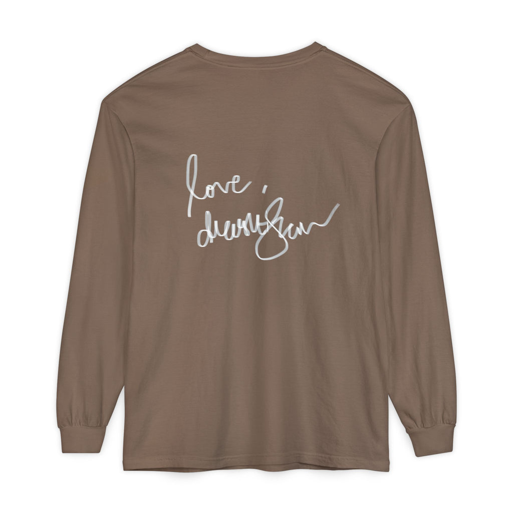 Long Sleeve T-Shirt — “Love, Dua Lipa” Shell Goddess Graphic