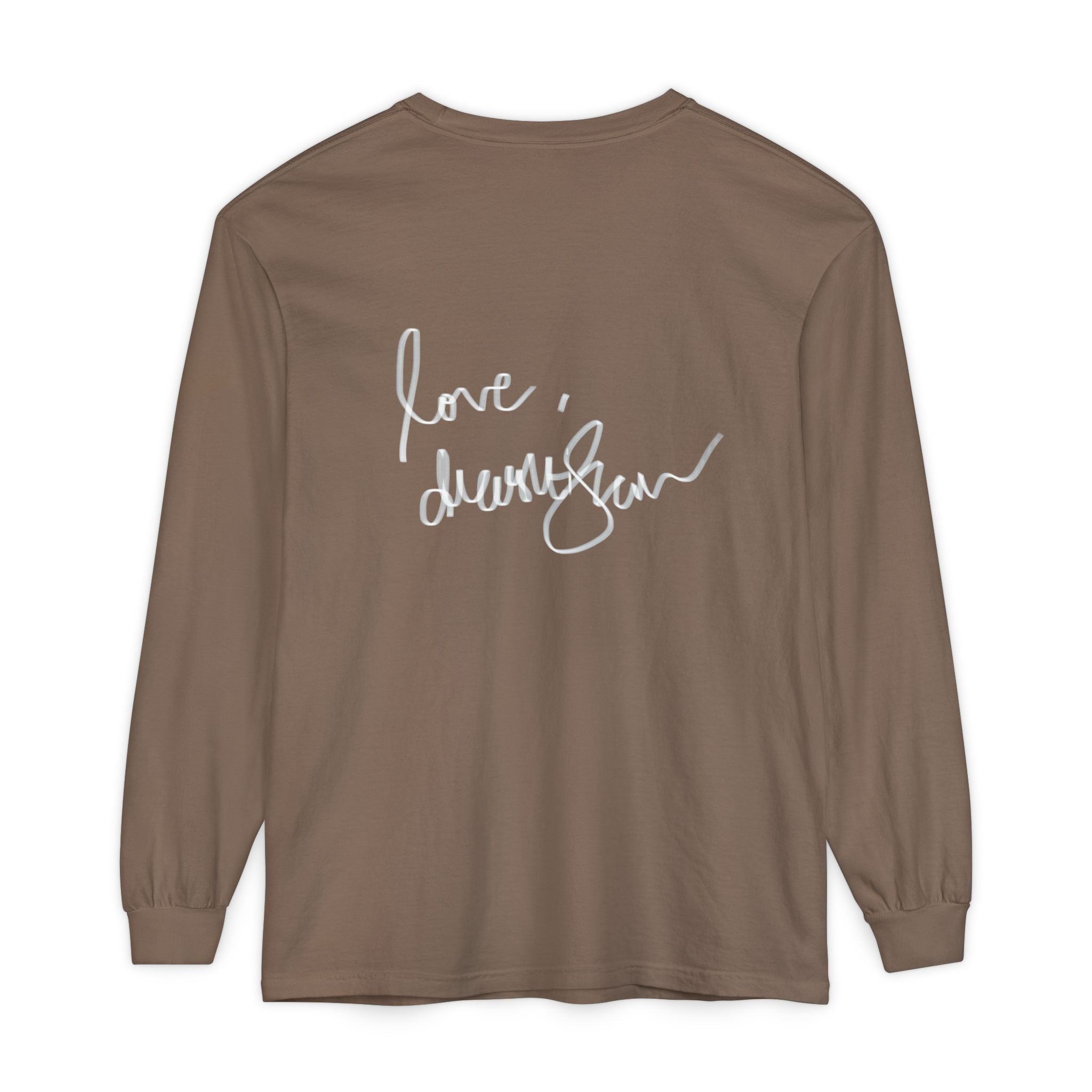 Long Sleeve T-Shirt — “Love, Dua Lipa” Shell Goddess Graphic
